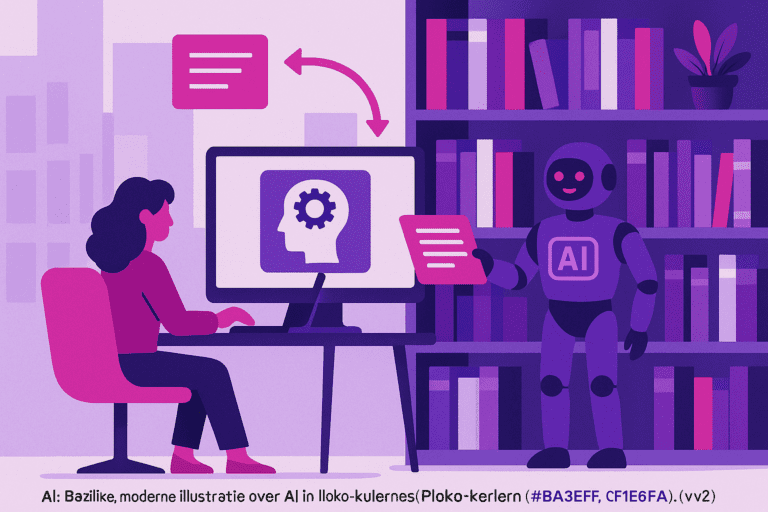 Zakelijke illustratie die AI content curatie helder visualiseert zonder tekst of logo | Ploko.nl