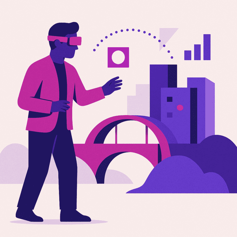 Zakelijke illustratie die Augmented Reality helder visualiseert, zonder tekst of logo | Ploko.nl