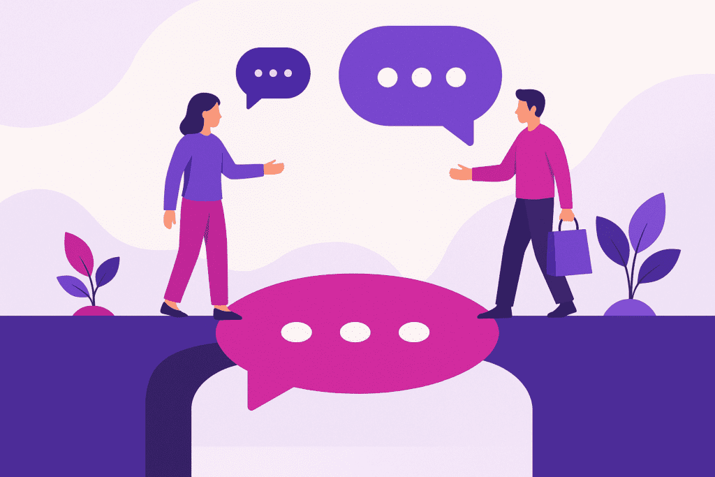 Business illustration clearly visualising Conversational Commerce, without text or logo | Ploko.nl