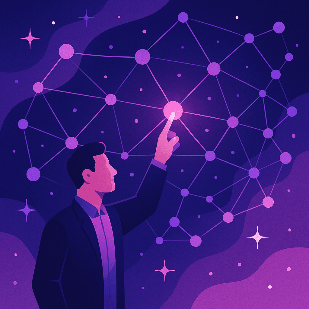 Illustrazione aziendale che visualizza chiaramente l'ecosistema digitale, senza testo o logo | Ploko.it