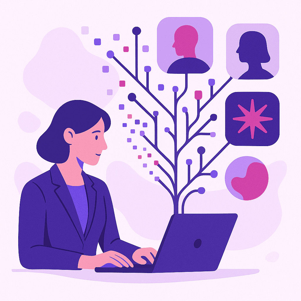 Business illustration that clearly visualises Generative AI, without text or logo | Ploko.nl