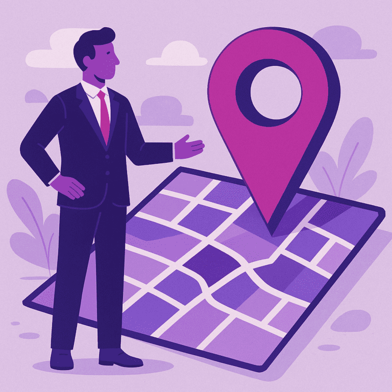 Zakelijke illustratie die Hyperlokale targeting helder visualiseert, zonder tekst of logo | Ploko.nl