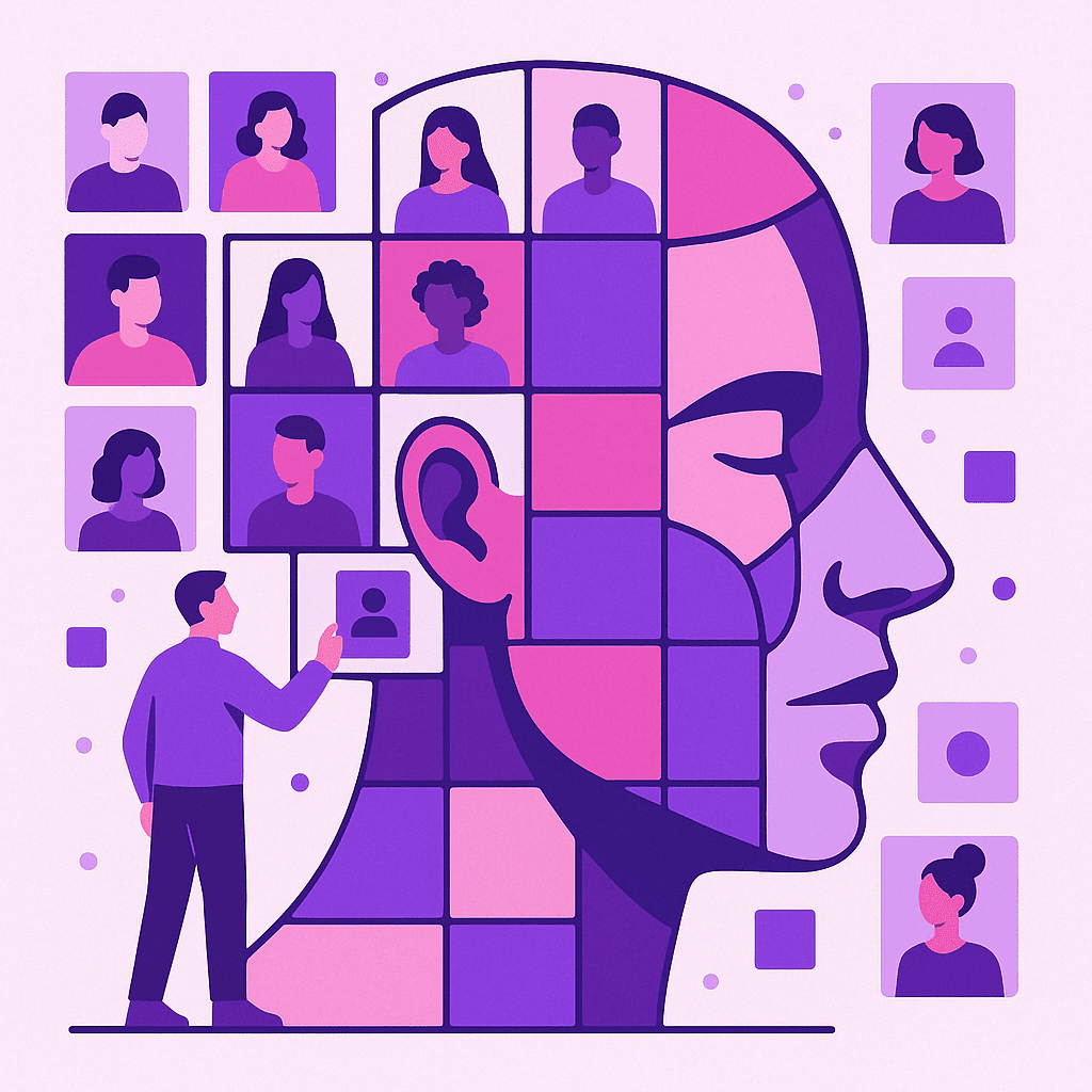 Business illustration clearly visualising hyper-personalisation marketing, without text or logo | Ploko.nl