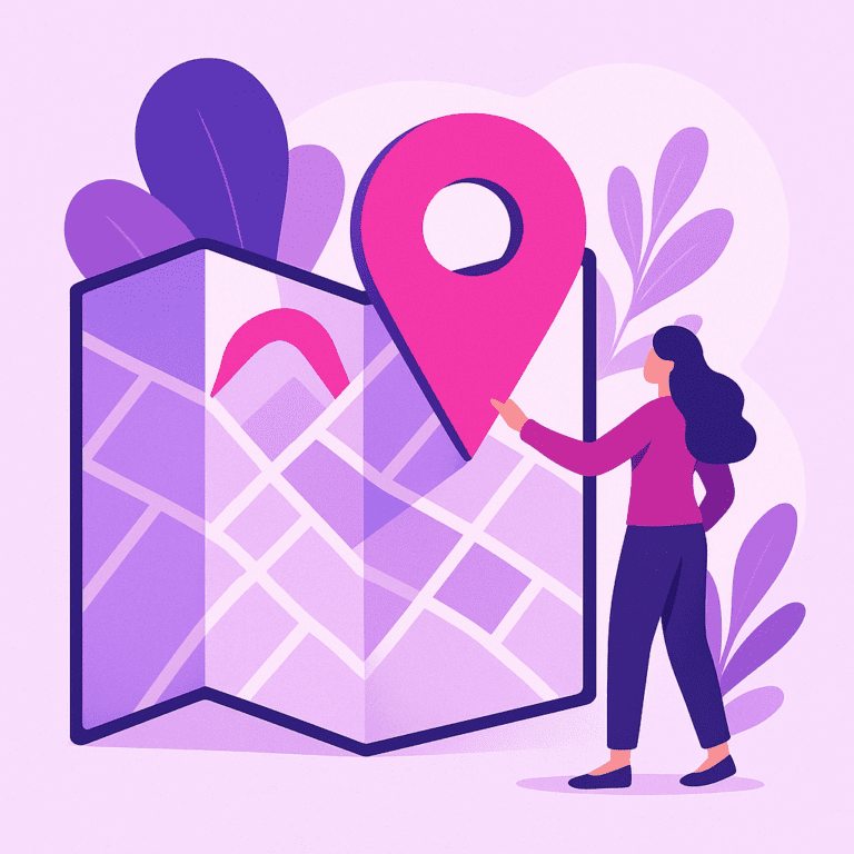 Zakelijke illustratie die Local SEO helder visualiseert, zonder tekst of logo | Ploko.nl