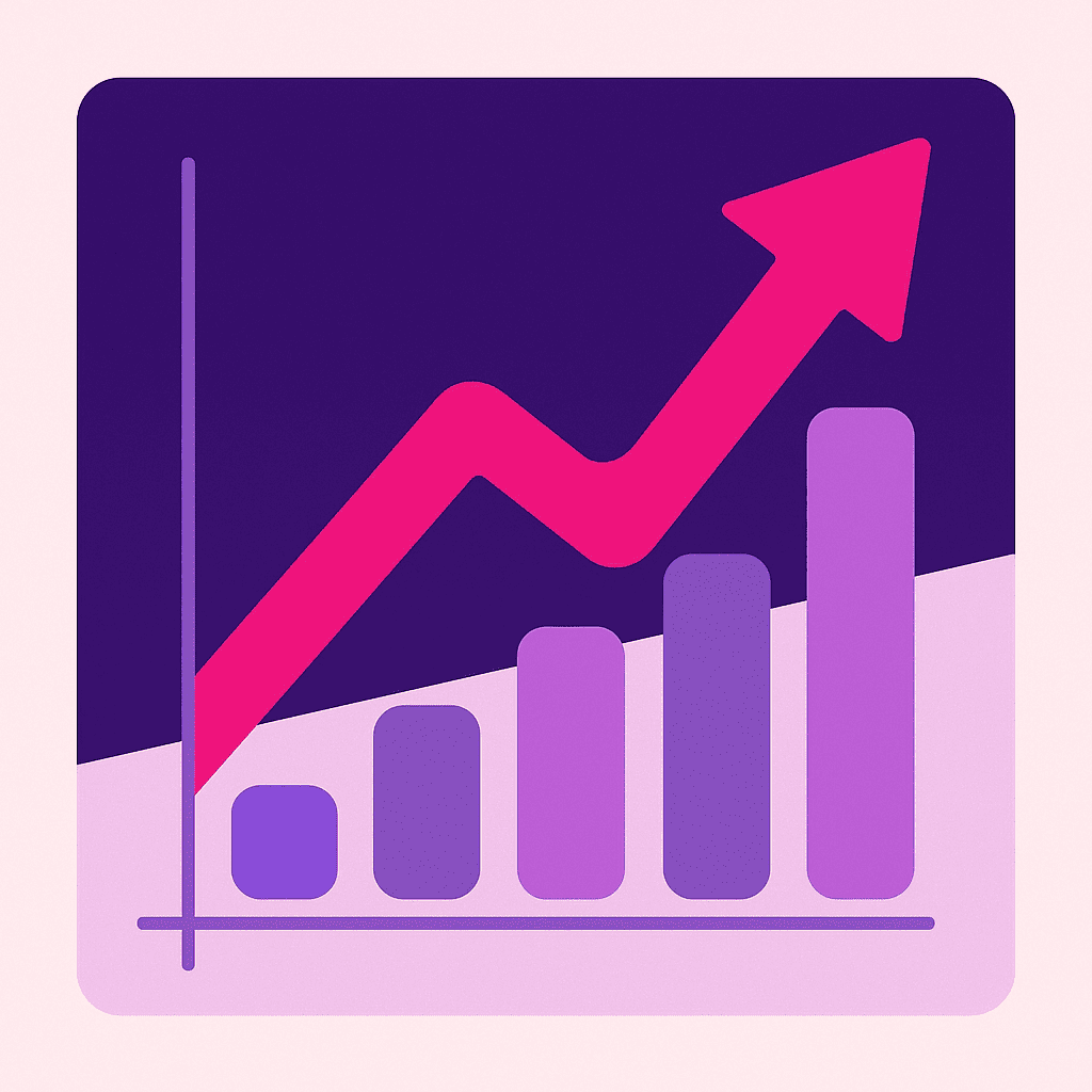 Zakelijke illustratie die Return on investment (ROI) helder visualiseert, zonder tekst of logo | Ploko.nl