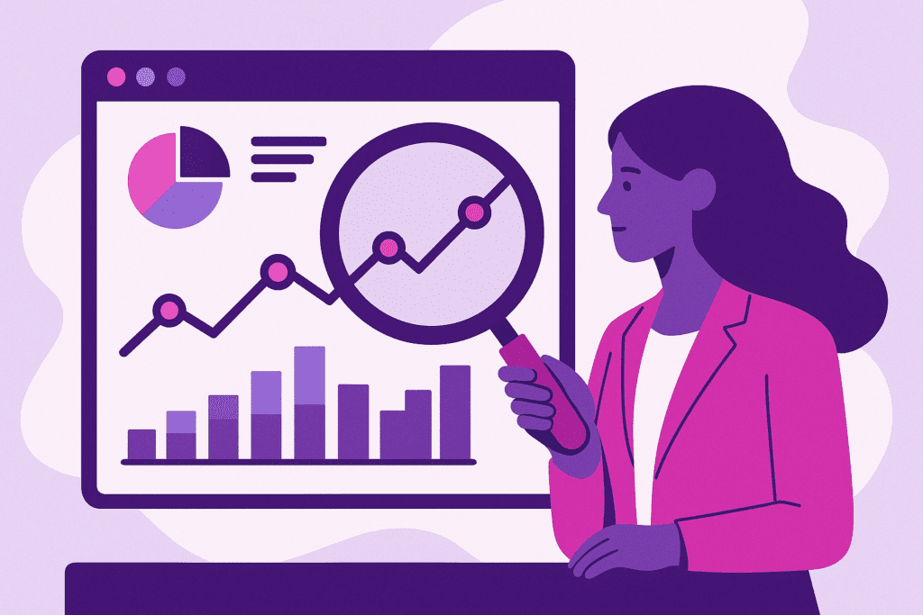 Zakelijke illustratie die Smart Web Analytics helder visualiseert, zonder tekst of logo | Ploko.nl