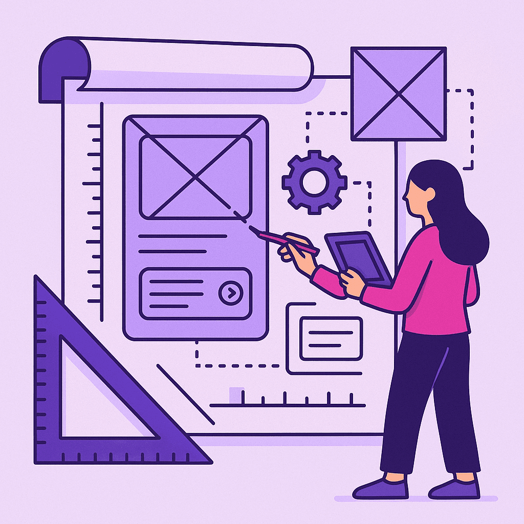 Business illustration that clearly visualises UX design, without text or logo | Ploko.nl