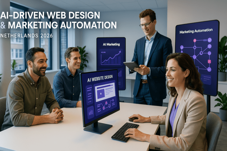 Team van ploko.nl werkt samen met AI-gestuurde web design en marketing automation tools